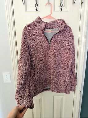 Weatherproof Plush Sherpa Half-Zip Pullover - Dusty Rose